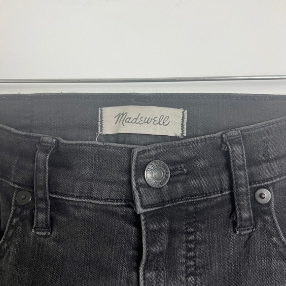 Madewell 9" High-Rise Skinny Black Raw Hem Vintage Faded Distressed Knees Sz 26 - Picture 9 of 15